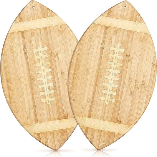 Foaincore 2 Pieces Football Cutting Board Bamboo Serving Tray 15 Inch Touchdown Engraved Charcuterie Cutting Board for Football Lovers Gift Themed Party Decoration Favor Supplies