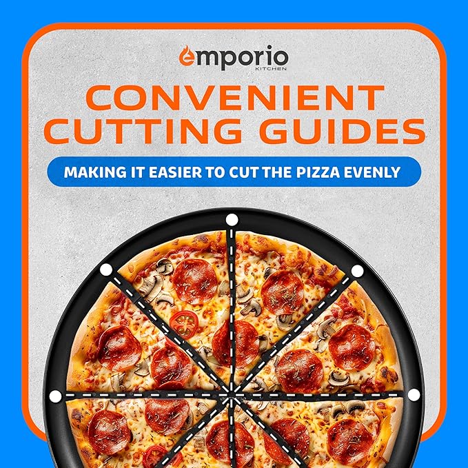 Pizza Baking Pan - 15.75-Inch Round Perforated Carbon Steel Tray with Non-Stick Coating, Dishwasher Safe, Oven Safe (Up To 450° F), Airflow Design, PFOA, PFOS, PTFE Free, Gray