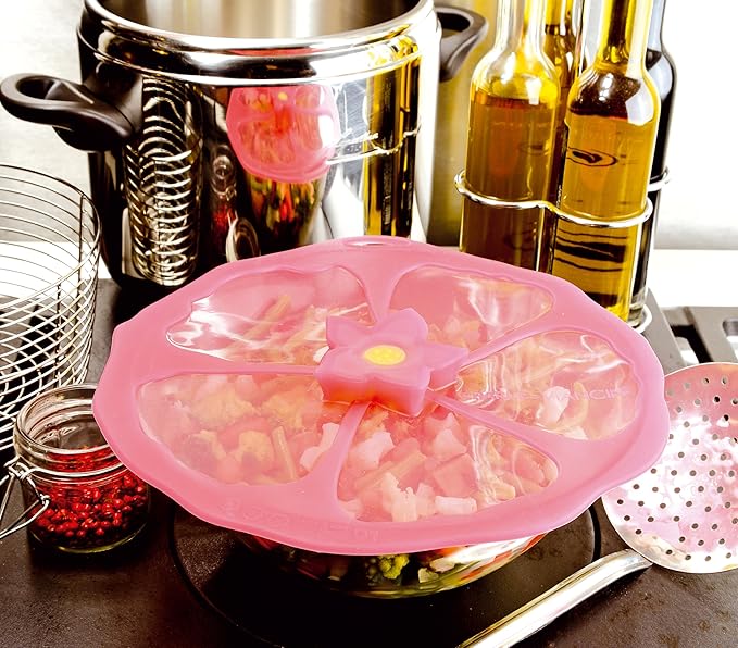 Charles Viancin - Hibiscus Silicone Lid for Food Storage and Cooking - 6''/15cm - Airtight Seal on Any Smooth Rim Surface - BPA-Free - Oven, Microwave, Freezer, Stovetop and Dishwasher Safe