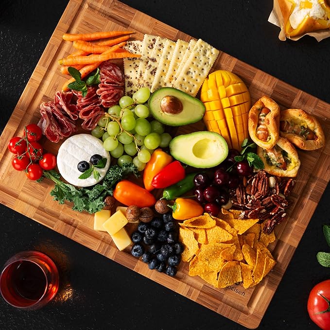 Extra Large Bamboo Cutting Board Non Slip Over Sink Kitchen 2025 First Apartment Essentials Wooden Cutting Board New Home Must Haves Accessories House Warming Decor Housewarming Hostess Host Gifts