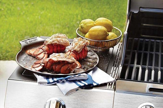 Outset 76378 Scallop Cast Iron Grill and Serving Pan , Black