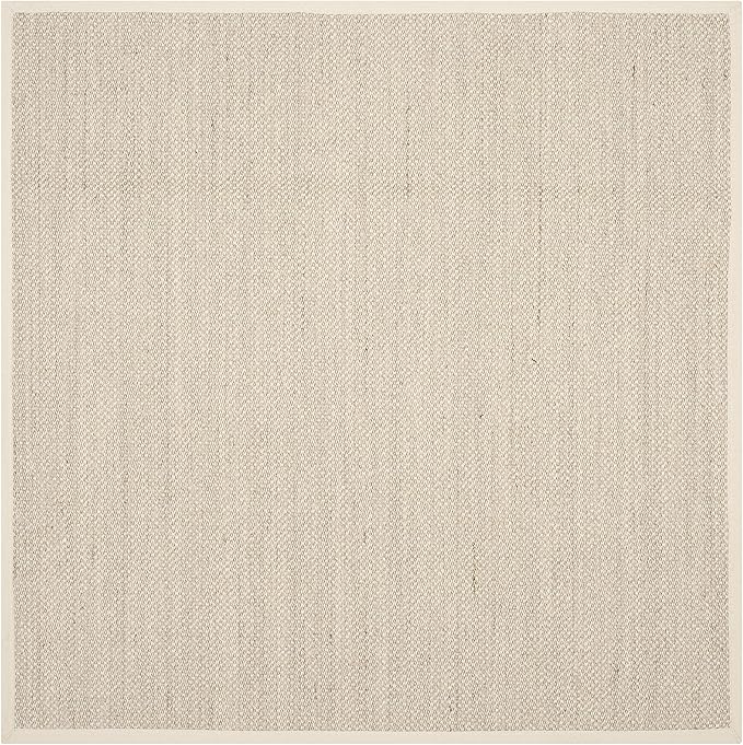 Safavieh Area Rug 12' Square - Natural Fiber Collection - Marble & Beige, Sisal, Woven Design with Border (NF143C)