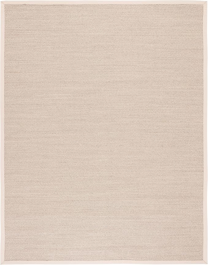 SAFAVIEH Area Rug 9x12 - Natural Fiber Collection - Large - Marble & Beige, Sisal, Woven Design with Border (NF143C)