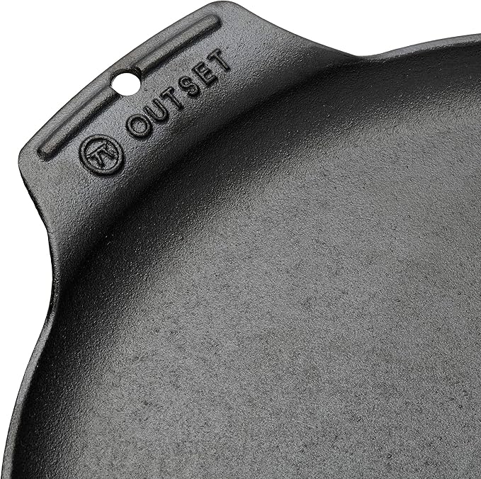 Outset 76378 Scallop Cast Iron Grill and Serving Pan , Black