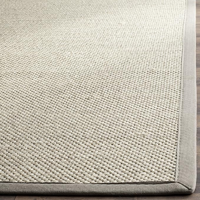 SAFAVIEH Natural Fiber Collection Runner Rug - 2'6" x 14', Marble & Khaki, Sisal, Woven Design with Border (NF143E)