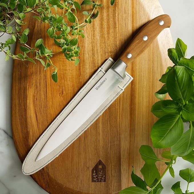 Bloomhouse 8 Inch German Steel Slicer Knife W/Italian Olive Wood Forged Handle