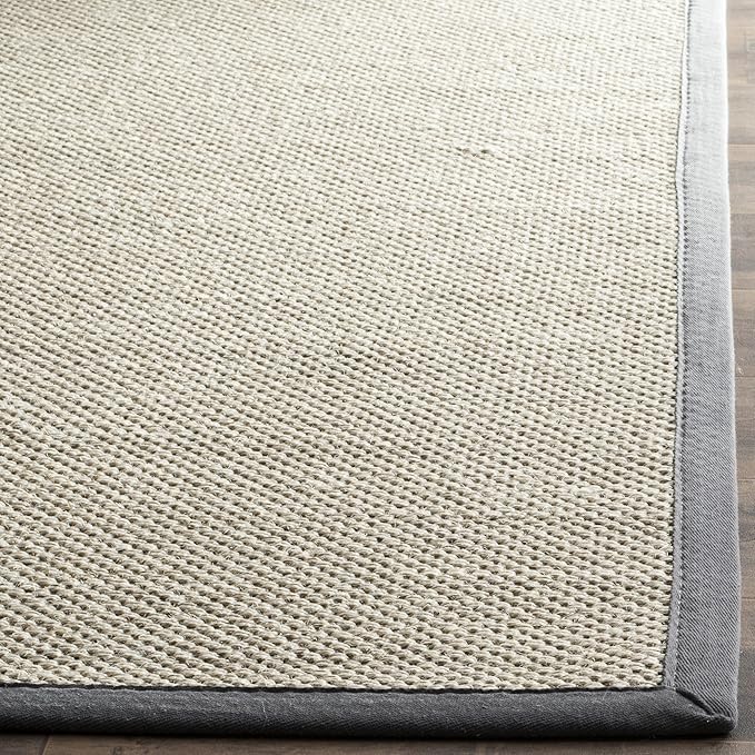 SAFAVIEH Natural Fiber Collection Area Rug - 2'6" x 4', Marble & Dark Grey, Sisal, Woven Design with Border (NF143D)