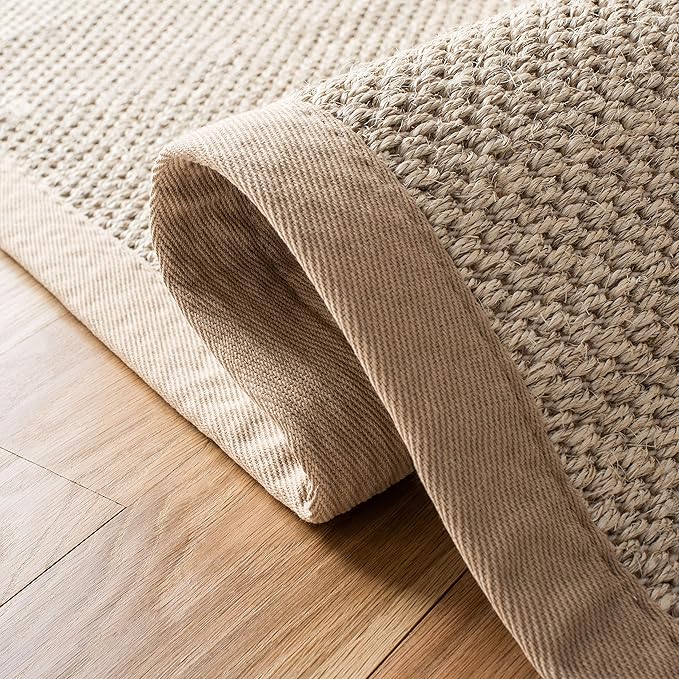 Safavieh Area Rug 3' Round - Natural Fiber Collection - Marble & Linen Color, Sisal, Woven Design with Border (NF143B)