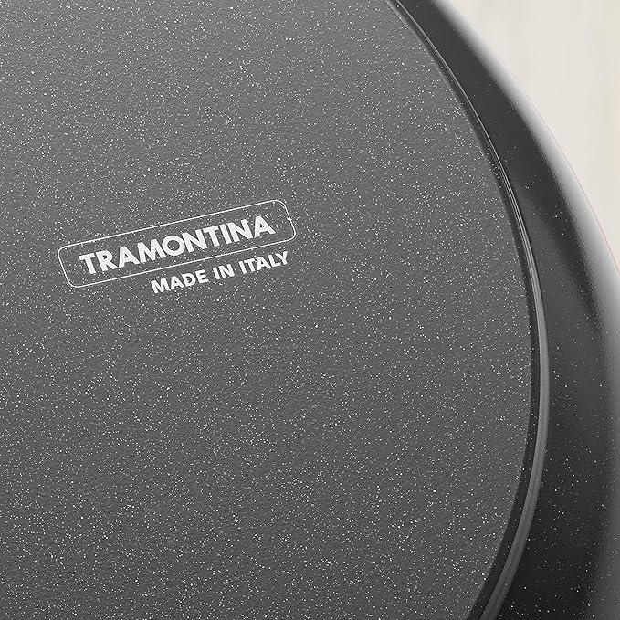 Tramontina Gourmet Ceramica Deluxe Aluminum Deep Skillet with Lid, Non Stick Frying Pan with Ceramic Interior, 11-inch, Metallic Black, Made in Italy