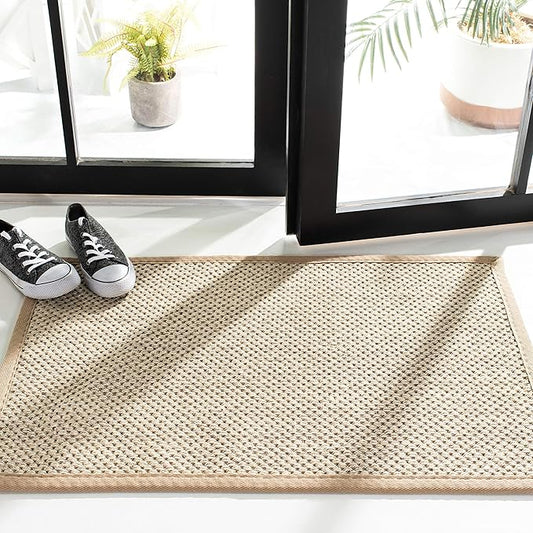 SAFAVIEH Area Rug 11x15 - Natural Fiber Collection - Large - Marble & Linen Color, Sisal, Woven Design with Border (NF143B)