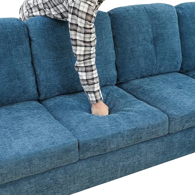 NicBex L Shaped Couch Sectional Couches for Living Room 2 Pieces Modern Sectional Sofa with Right Chaise Sectional Couch with Solid Frame for Living Room, Flannel, Blue