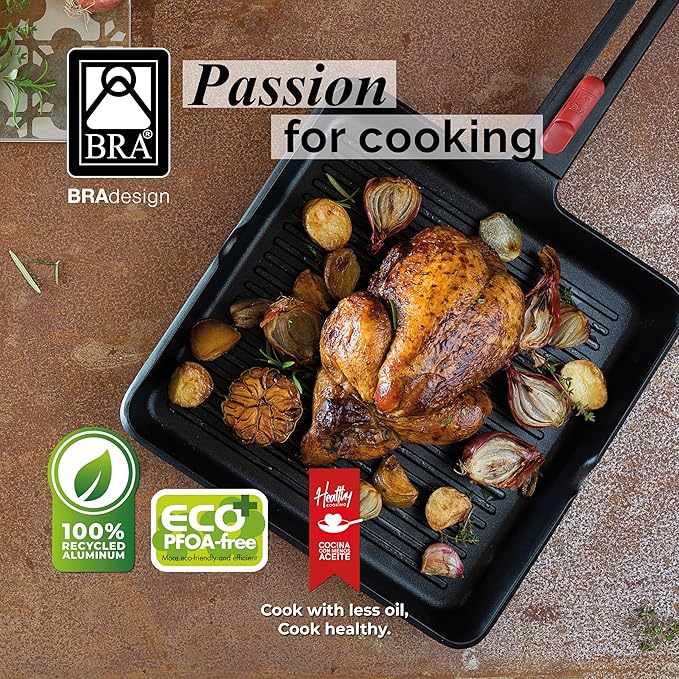 BRA COOKWARE Premiere & Infinity 6-Piece Nonstick Cookware Set | Cast Aluminum Pots & Pans Set w/ 1 Dual Skillet, 1 Pot, 1 Saucepan, 2 Lids | 3-Layer NonStick | All Stovetops | PFOA Free