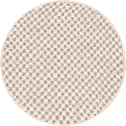 SAFAVIEH Area Rug 3' Round - Natural Fiber Collection - Marble & Beige, Sisal, Woven Design with Border (NF143C)