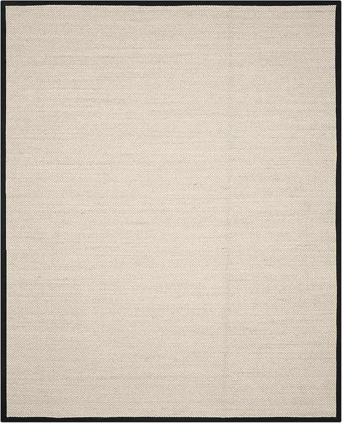 SAFAVIEH Area Rug 9x12 - Natural Fiber Collection - Large - Marble & Black, Sisal, Woven Design with Border (NF143A)