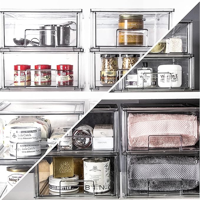 BINO | Stackable Plastic Storage Drawers, Small - 6 Pack | THE CRATE COLLECTION | Multi-Use Storage Bins with Drawers | BPA-Free | Pantry Organization | Home Organization | Fridge Organizer