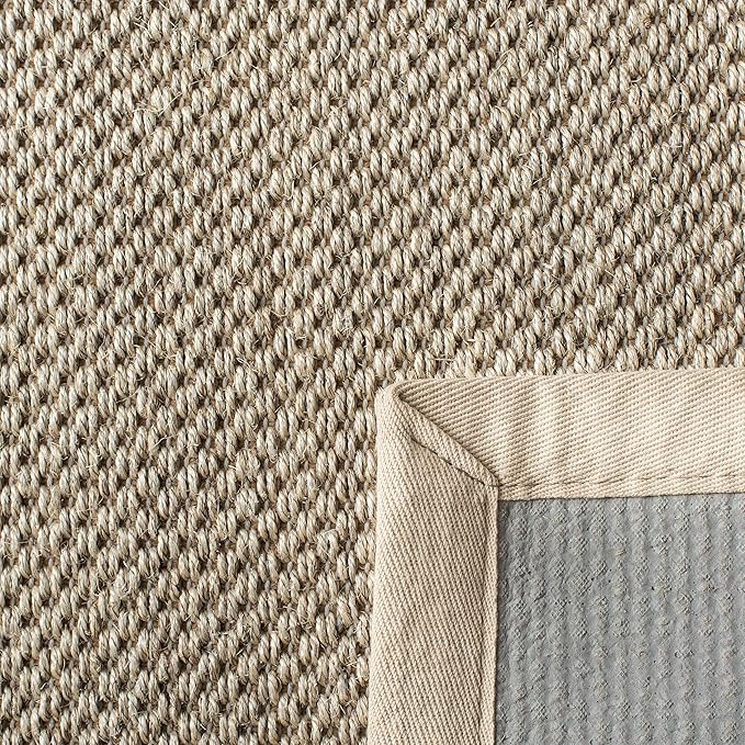 SAFAVIEH Area Rug 8x10 - Natural Fiber Collection - Large - Marble & Beige, Sisal, Woven Design with Border (NF143C)