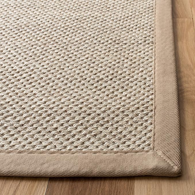 Safavieh Area Rug 6x8 - Natural Fiber Collection - Marble & Linen Color, Sisal, Woven Design with Border (NF143B)