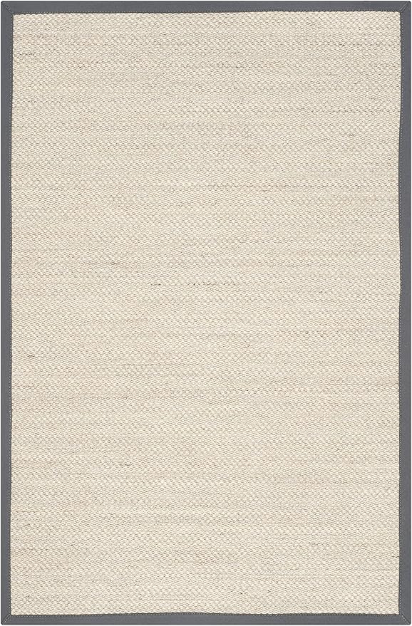 SAFAVIEH Area Rug 4x6 - Natural Fiber Collection - Marble & Dark Grey, Sisal, Woven Design with Border (NF143D)