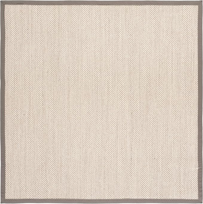 SAFAVIEH Area Rug 8' Square - Natural Fiber Collection - Marble & Khaki, Sisal, Woven Design with Border (NF143E)