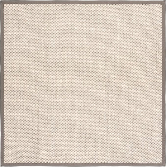 SAFAVIEH Area Rug 9' Square - Natural Fiber Collection - Marble & Khaki, Sisal, Woven Design with Border (NF143E)