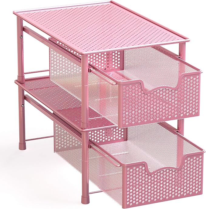 Simple Houseware Stackable Cabinet Basket Drawer Organizer, Pink