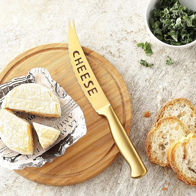 McCook® Kitchen Knife Sets, Golden Titanium Stainless Steel Knives Block Set with Built-in Sharpener