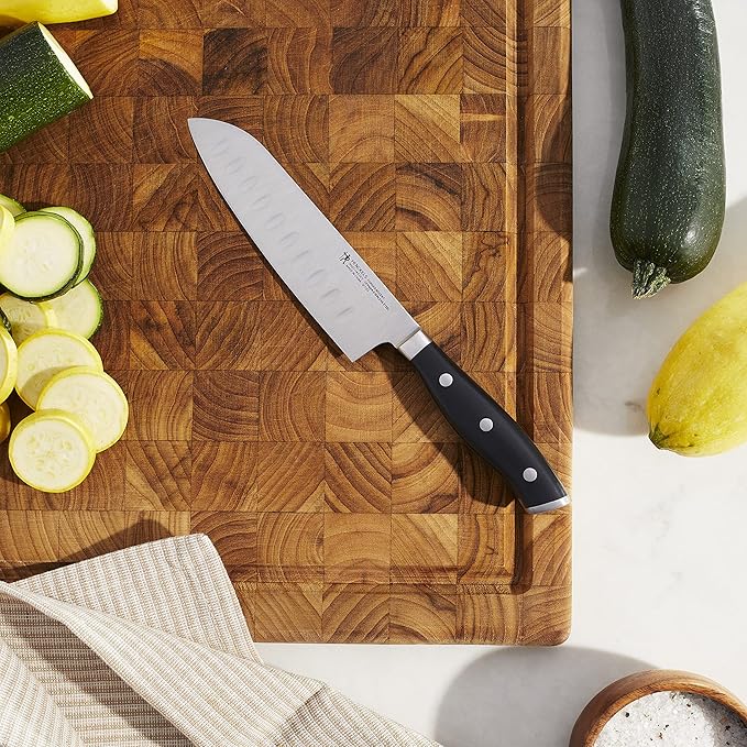 HENCKELS Forged Accent Razor-Sharp Hollow Edge Santoku Knife 5 Inch, German Engineered Informed by 100+ Years of Mastery,Black