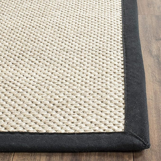SAFAVIEH Area Rug 2x3 - Natural Fiber Collection - Marble & Black, Sisal, Woven Design with Border (NF143A)