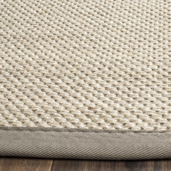 SAFAVIEH Natural Fiber Collection Runner Rug - 2'6" x 6', Marble & Khaki, Sisal, Woven Design with Border (NF143E)