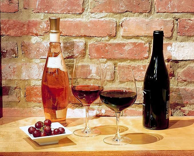 D&V Valore Break-Resistant, European Crystal Glass, Burgundy Light Red Wine Glass, 15 Ounce, Set of 6