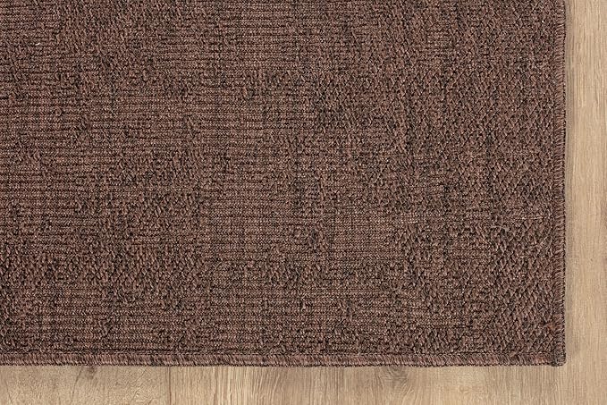 CAMILSON Easy Jute Round Rug 6ft Indoor Outdoor Brown Color Fiber Area Rugs for Living Room Patio and Kitchen Rug, Solid Boho Woven Design Easy-Cleaning, Washable Outside Carpet Alfombras (6 Round)