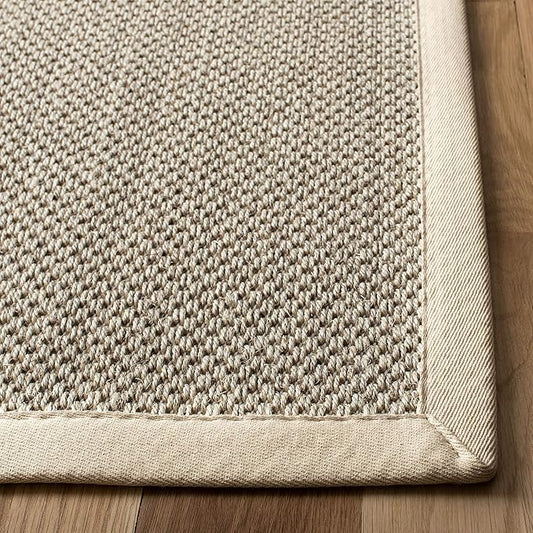 SAFAVIEH Area Rug 2x3 - Natural Fiber Collection - Marble & Beige, Sisal, Woven Design with Border (NF143C)